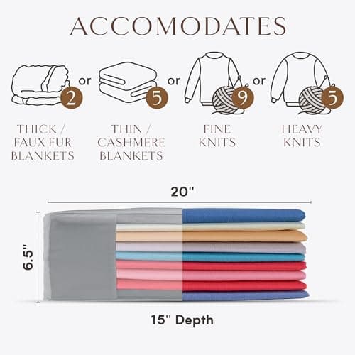 Luxury Organic Cotton Sweater Storage Bags in Grey - 18" + 20" - Cashmere Garment Bags - Breathable & Moth Proof Organizers for Clothing - Carbon Neutral — view 3