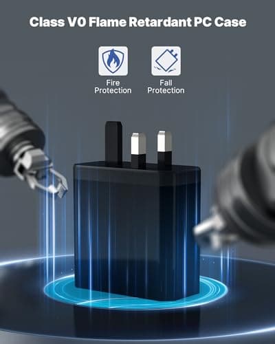 33W USB Plug Fast Charge, 6-Port Multi Charger Plug UK Charging Plug Power Adapter Multiple Quick Charge 3.0 Wall Plug for iPhone 16 15 14 13 12 11 Pro Max XR XS 8 Plus, iPad, Samsung, Handy — view 3
