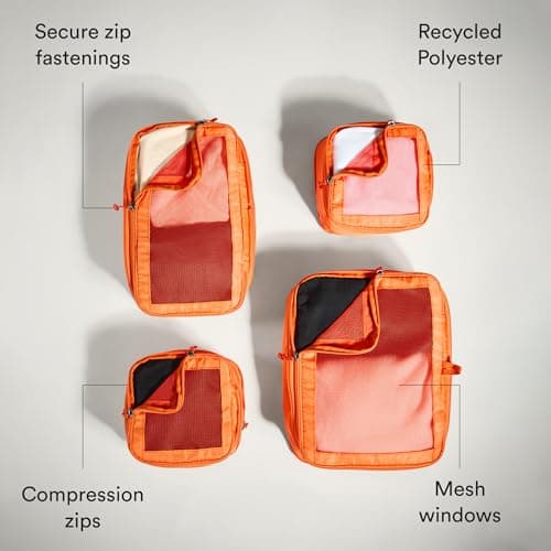 ANTLER - Compression Packing Cubes, Set of 4 Essential Packing Cubes for Suitcases and Backpacks - Holiday, Travel & Accessories Organiser, Easy Clothes and Shoe Storage - Coral — view 4