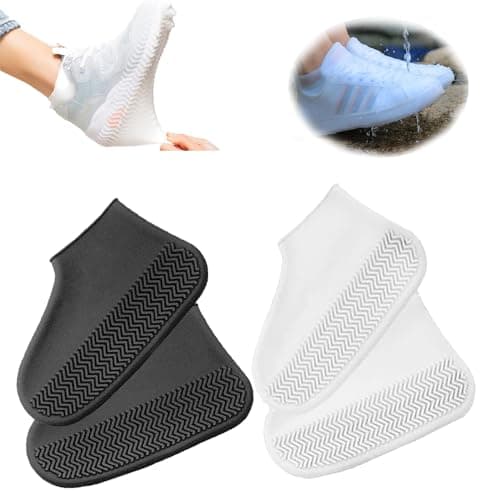 RXKFIGX 2 pairs Silicone Waterproof Shoe Covers,Reusable Upgraded Overshoes Resistant Rain Boots Non-Slip Washable Protection Cover,Portable Reusable Non Slip Overshoes for Men and Women
