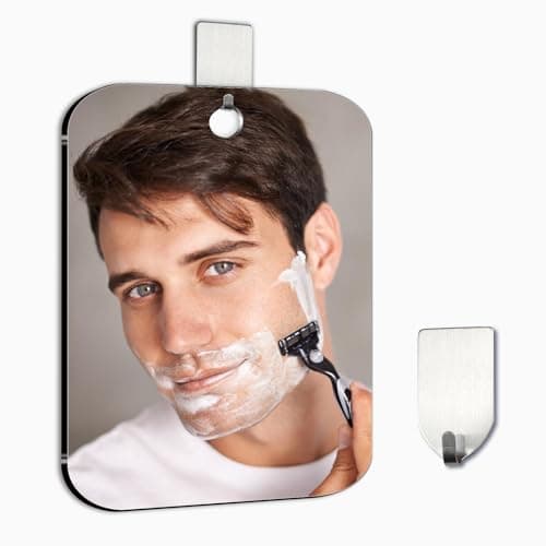 Shower Mirror Fogless for Shaving, Large 28 x 20 Cm (Included Stainless Steel Hook ) Shaving Mirror for Shower,Shatterproof Plastic Small Wall Mirrors for Travel, Little, Camping, Hanging Espejos