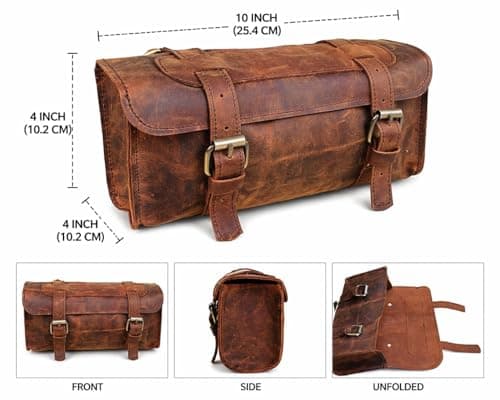 american blue Genuine Leather Handlebar Saddle Motorcycle Bag Bicycle Tool Pannier Travel Accessories Fork Bicycle Seat Accessories Cycle Carrier (Design No 1) — view 2