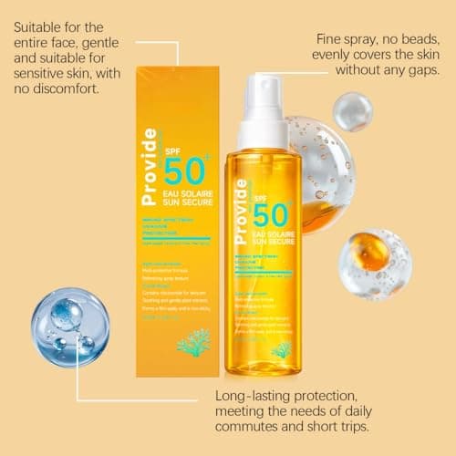 100ml SPF 50 Sunscreen Spray for Face & Body,Travel Size Sun Oil with Hydration Glow Mist,Over Makeup SPF Mist,Lightweight Sunscreen Spray SPF 50 for All Skin Types,No White Residue,Suitable for Face — view 6