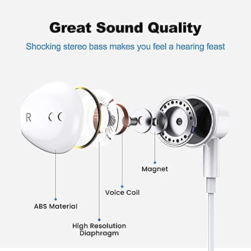 Earphones Wired Earbuds In-Ear Headphones with Microphone, Noise Isolating 3.5mm Jack Headphones for Samsung,iPhone,Android,iPad,Tablets and Other 3.5mm Jack Audio Devices (PINK) — view 2