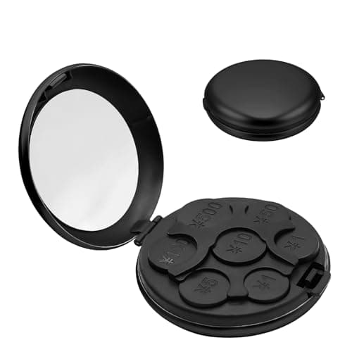 Portable 7-Slot Yen Coin Holder with Mirror, Compact Change Organizer for Car Travel and Daily Use, Black Color for Organization and Visibility