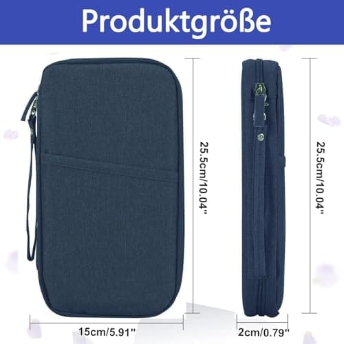 Passport Organiser with 8 Pockets, Waterproof Passport Cover, Travel Documents Organiser, Family Travel Organiser Documents for Flight Tickets, Money, Mobile Phone, Credit Cards, ID, Travel Documents — view 3