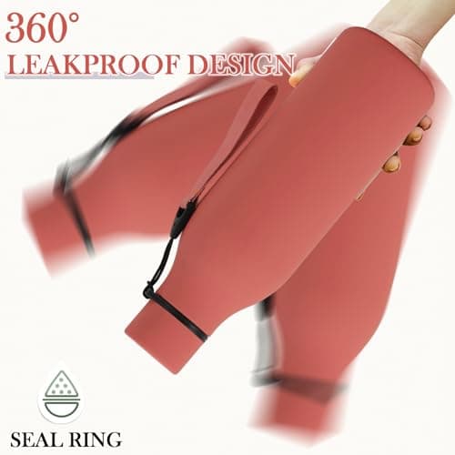 Water Bottle with Strap 550ml, Stainless Steel Water Bottle, Double Wall Insulated Flask Bottle Keeps 24H Cold/12H Hot, Leakproof Metal Drinks Bottle, BPA-Free for Travel, Gym, Hiking (Red) — view 4