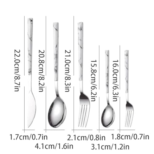 BLMAGS Beautiful Stainless Steel Cutlery Set Marble pattern Handle Table Knife Fork Spoon Utensil Mirror Polished Silverware Flatware Set Practical — view 2
