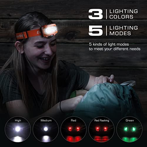 EverBrite 150-300 LM LED Head Torch Battery Powered(2 Pack, Orange) — view 2