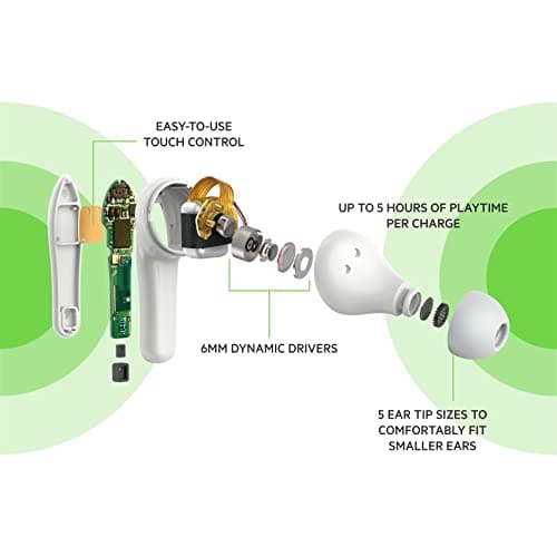 Belkin SOUNDFORM Nano, True Wireless Earbuds for Kids, 85dB Limit for Ear Protection, Online Learning, School, IPX5 Certified, 24 H Play Time for iPhone, iPad, Kindle, Pixel and More – White — view 2