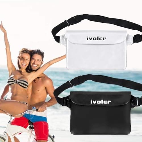 ivoler Waterproof Pouch Bag, 2 Pack Universal Waterproof Case Dry Bag for Beach, Swimming, Boating, Kayaking, Hiking, Protects iPhone Phone, Cash, Document from Water, Sand, Snow - Black+White — view 6
