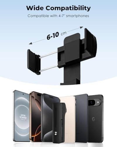 Viozon Selfie Stick, Compatible with 4-7" Phone, Phone Holder, Wireless Remote Control Button, Ergonomic Handle, Extendable up to 67cm, 3x4.8x12cm Mini Size, 110g Lightweight, Travel, Filming, Black — view 3