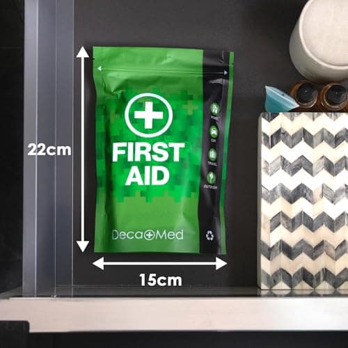 Deca+Med 30+ Piece Waterproof First Aid Kit with Recyclable and Resealable Pouch | Safety Essentials for Outdoors, Camping, or When Travelling | Includes Instant Cold Pack, Bandages, Plasters & More — view 3