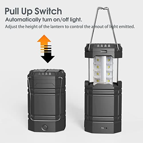 Camping Lantern, Rechargeable Camping Lights with Solar, Hand Crank and USB Charger, Collapsible Tent Light with Handles, Portable Electric LED Light for Outdoor Camping and Tent — view 4