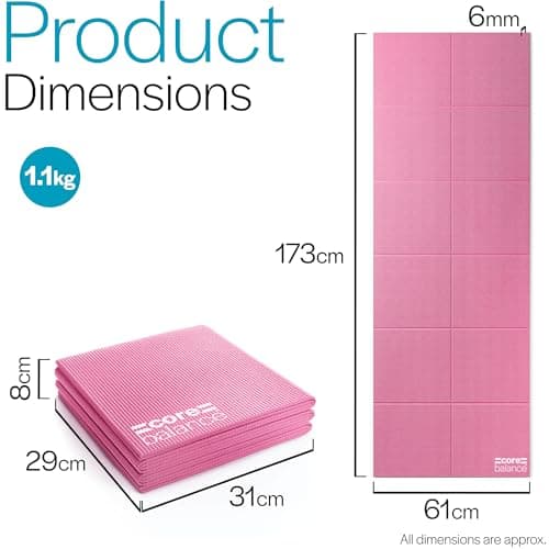 Core Balance Foldable Travel Yoga Mat, Pink — view 6