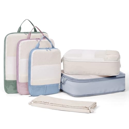Narwey 6 Set Compression Packing Cubes for Suitcases, Travel Packing Bags