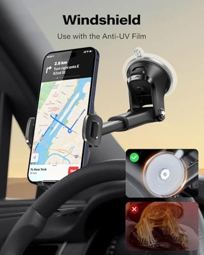 APPS2Car Car Phone Holder, Dashboard Windscreen Sturdy Suction Cup Mount, 360° Universal Holder forCompatible 4.7-6.8“ iPhone12/11/Pro, Samsung S21 and More (Suction) — view 6