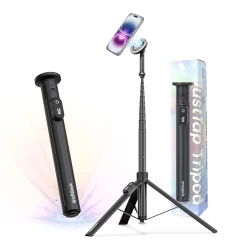 KraftGeek 66" Magnetic Phone Tripod, JustTap Selfie Stick Tripod for iPhone
