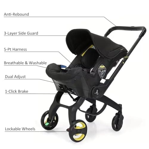 Baby Car Seat & Pushchair & Baby Carrier 3-in-1 Design, Adjustable Backrest, Handle, Foldable, 5-Point Harness, Supports Forward/Rearward Fitting, Suitable for 0+ Stage. — view 3
