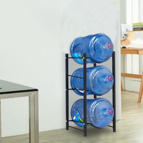 Proyatech 3-Tray Water Jug Rack, Storage 5 Gallon Water Cooler Bottle Holder Stand, 3-Tier Heavy Duty Carbon Steel 5 Gal Water Bottle Organizer for Home, Office, Kitchen, Warehouse(Black 3 slot) — view 4