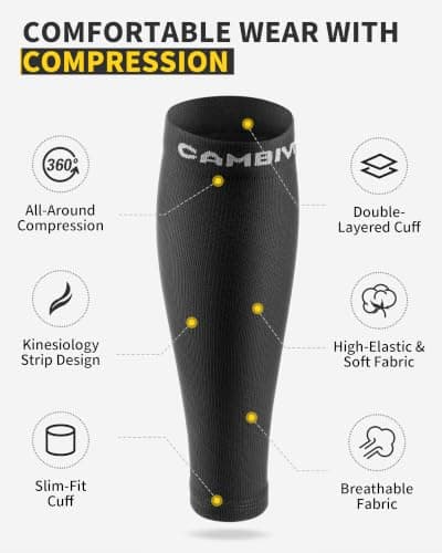 CAMBIVO Calf Compression Sleeves for Men & Women, 2 Pairs — view 3