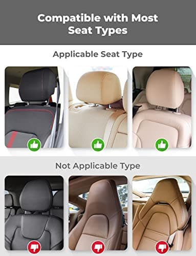 Oasser Car Seat Headrest Pillow, Detachable and Adjustable Double Sided Support Head and Neck for Adult and Kids, Easy to Install, Suitable for Front Passenger Seat and Rear Seat CA1 (Black) — view 5