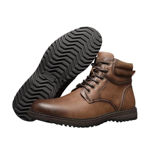 NovaNest Men’s Waterproof Faux Leather Ankle Boots – Casual Outdoor Hiking Work Boots with Non-Slip Rubber Sole, Cushioned Collar & Durable Stitching – Comfortable Everyday — view 2