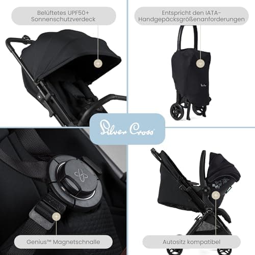 Silver Cross - Jet 5 Compact Pushchair - Travel Stroller - Foldable & Lightweight Stroller/Travel System - Cabin Size - Car Seat Compatible - Newborn to 4 years - Space — view 2