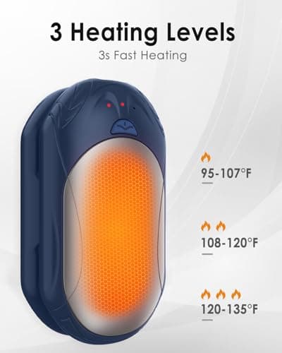 BOSONER Electric Hand Warmers Rechargeable: 2 Pack 6000mAh USB Hand Warmer Reusable - Portable Pocket Heater Electronic Handwarmers - Tech Gifts for Women Men Gadgets (Blue Silver, One Size) — view 3