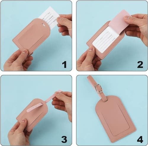 Nazeauf 2pcs Leather Suitcase Tags - PU Leather Luggage Tags for Suitcases, with Privacy Protection Cover, Preventing Loss of Bags — view 5