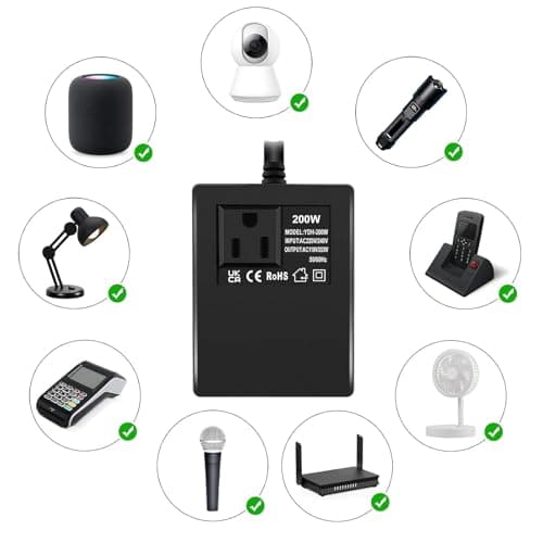 200W Voltage Converter Step Down Power Transformer, 220v/240v to 110v/120v UK Plug, Intelligent Adapter Travel Power Adapter for WIFI, Power Bank, POS Machine — view 2