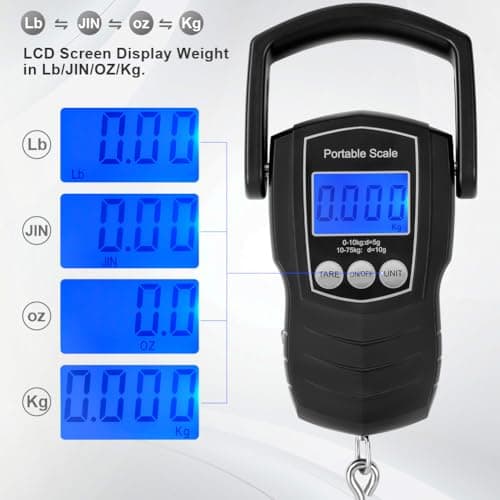 Flintronic Portable Luggage Scale, 165lb/75kg Digital Luggage Scale, Fish Scale with Measuring Tape Ruler, Backlit LCD Display, Hanging Weighing Scale for Family Travel Shopping Fishing — view 4