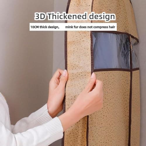 Garment Bag for Hanging Clothes, 2025 New Breathable New Three-Dimensional Coat Fur Clothing Dust Cover Extended Down Jacket Mink dust Bag Coat Cover Hanging Type ﻿ (Red 88 * 60 * 10CM) — view 6