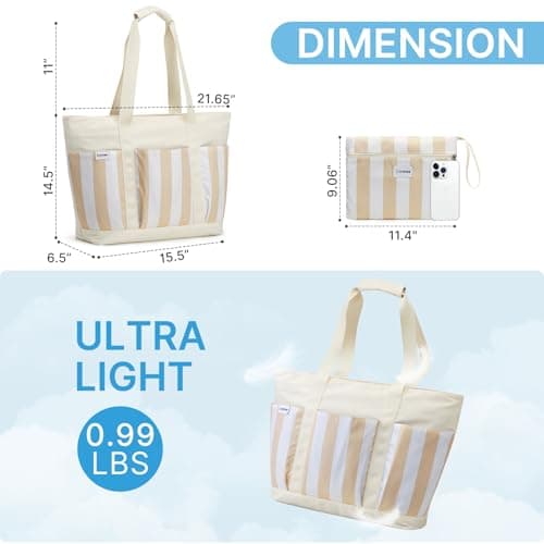 G4Free 35/50L Foldable Beach Bag with Zipper Pockets, Waterproof Tote Pool Handbags for Women, Compatible with Stanley Cup, Weekender, Travel, Holiday — view 3