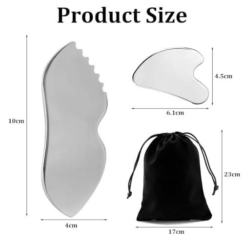 ExcellaElite 2Pcs Body Gua Sha Stainless Steel, Metal Gua Sha Massage Tool for Face Neck Back Legs and Other Body Parts — view 2