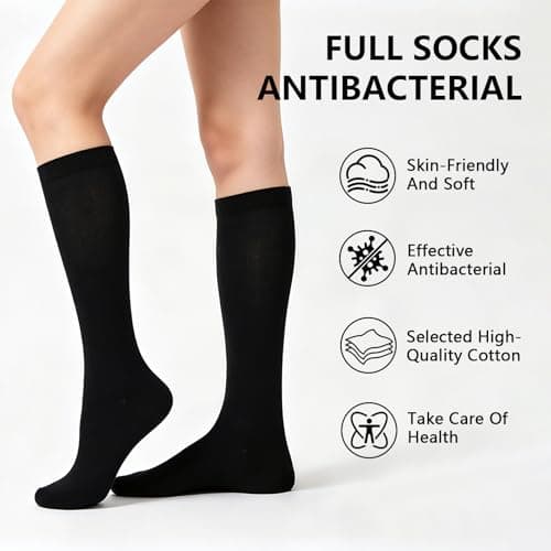 Bamboo Compression Socks Women Men 15-20 mmHg – 4 Pairs Knee High Flight Socks for Travel, Nurses & Pregnancy | Graduated Support, Soft Breathable Bamboo Viscose, Size L/XL (EU 39-42), Blac — view 2