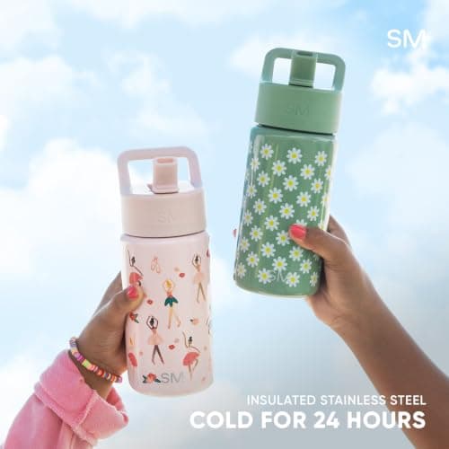 Simple Modern Kids Water Bottle with Straw | Insulated Stainless Steel Reusable Tumbler for Girls, Boys | Summit Collection | 415ml | Pink Ballerina — view 4
