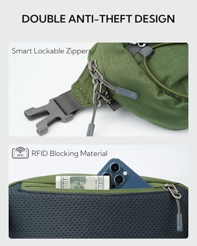 Waterfly Bum Bag Fanny Pack Waist Packs with RFID Blocking Army Green — view 4