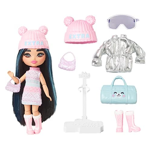 Barbie Extra Minis Travel Doll with Winter Fashion, Barbie Extra Fly Small Doll, Winter Clothes with Accessories, HPB20 — view 4