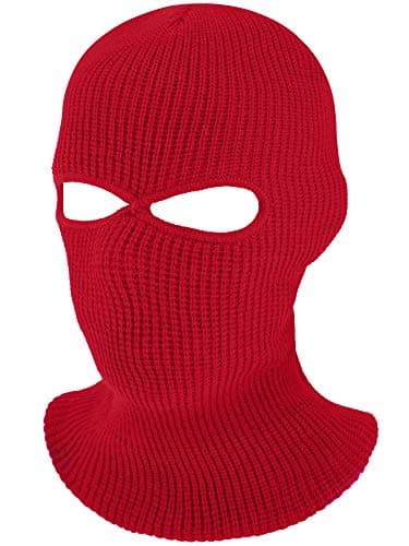 Geyoga 2 Hole Knitted Ski Mask Full Face Cover Warm Balaclava Knitted Winter Face Mask for Outdoor Sports(Red,Adult Size)