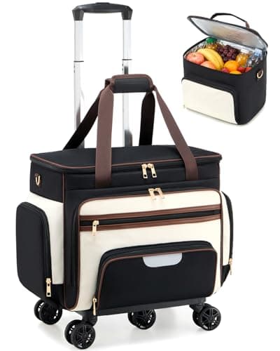 Amythe 5-Wheel Rolling Teacher Tote Bag, 15.6 Inch Laptop Briefcase, Black