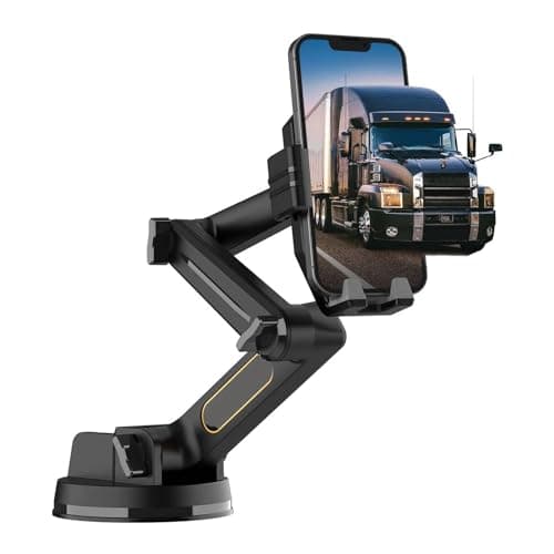 Truck Phone Holder, Dashboard Windshield Cell Phone Mount with Long Arm, Strong Suction Cup for SUVs, Trucks, Buses, Heavy Duty Vehicles