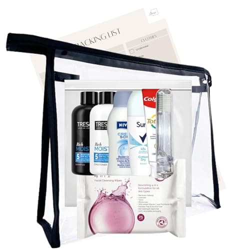 Travel Toiletries Set for Women – Travel Size Toiletries Under 100ml, Airport Security Approved Essentials with Clear Travel Bag, Mini Toiletries for Holiday, Hospital, Maternity & Camping