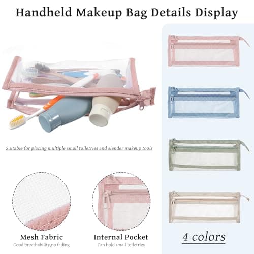 Elegaperma 4 Pcs Small Mesh Wash Bag Toiletries for Travel,Office,Home — view 3