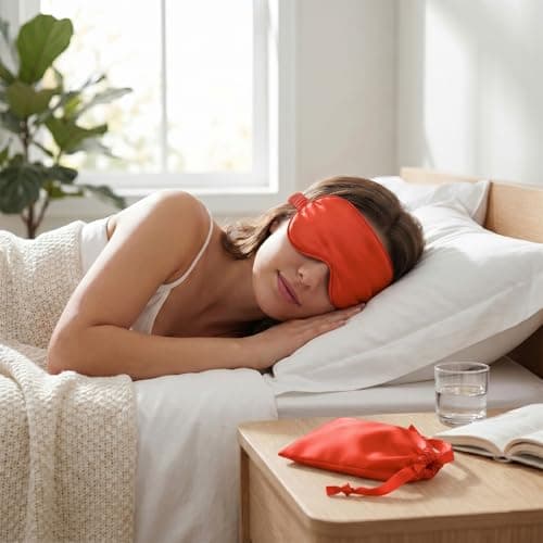 Gaomumu 2PCS Sleep Eye Mask, Soft Smooth Imitation Silk Eye Covers, Full Light Blocking Blindfold, Comfortable Adjustable Eye Shade, Suitable for Sleeping, Work, Travel & Meditation(Red) — view 4
