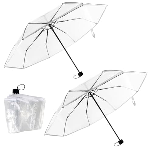 YANGUN 2 Pack Transparent Umbrella, See Through Umbrella for Events Walking Handbag Travel, for Rain Men and Women, Rainproof, Windproof, See Through