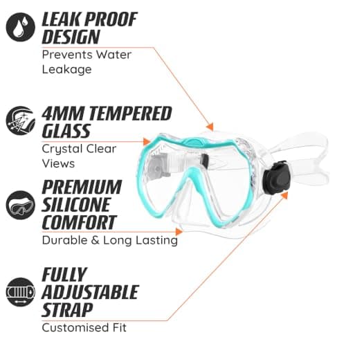Osprey Adult Snorkel Set with Tempered Glass Mask & Semi-Dry Snorkel — view 4