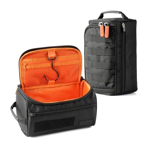 Fitdom Hanging Compact Toiletry Bag Tactical Dopp Kit Case for Men. Perfect for Travel & Storage. Fits Large & Small Cosmetic Makeup, Clipper, Toothbrush, Shower, Shaving & Grooming Care Organizer