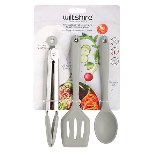 Wiltshire Silicone Mini Kitchen Tongs, Serving Spoon & Turner Set of 3 Grey — view 5