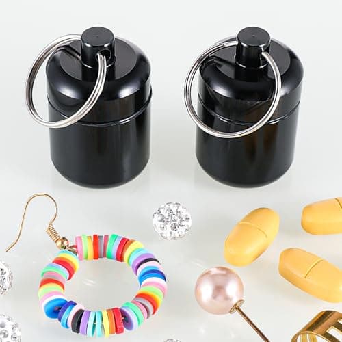 YUXIANLB 2 Pack Ear Plug Carrying Case Keychain, Waterproof Metal Earplug Case with Carabiner for Ear Plugs, Small Travel Pill Organizer Loops Ear Plugs Case Keychain Container Holder — view 5